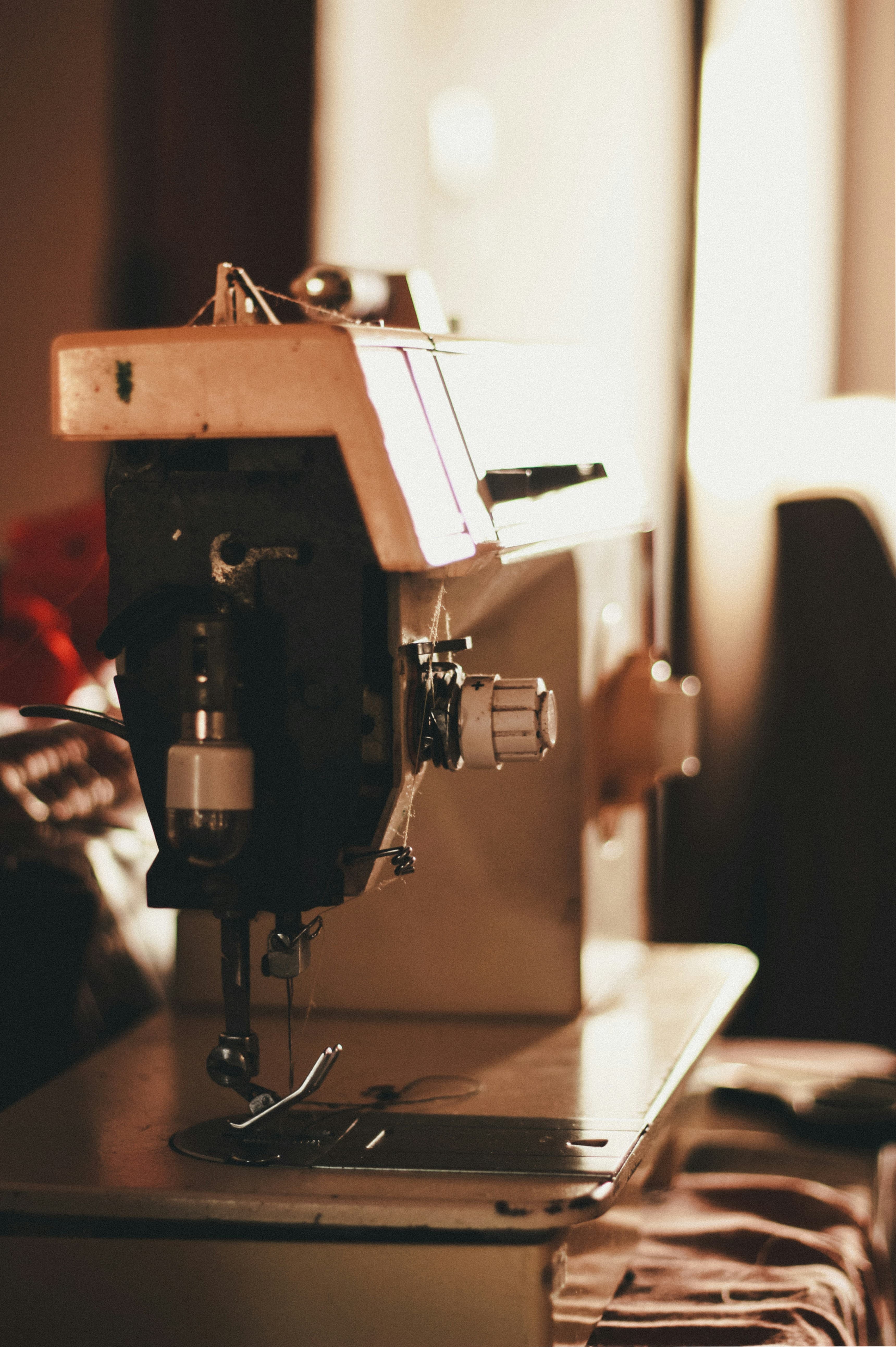 Sewing machine at work